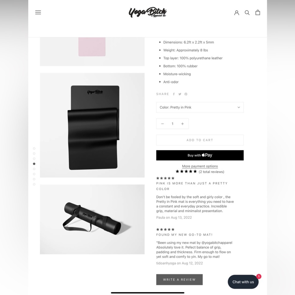 The Bitchin Mat 🖤 Premium Leather Look Yoga Mat by Yoga Bitch NWT - Picture 3 of 8